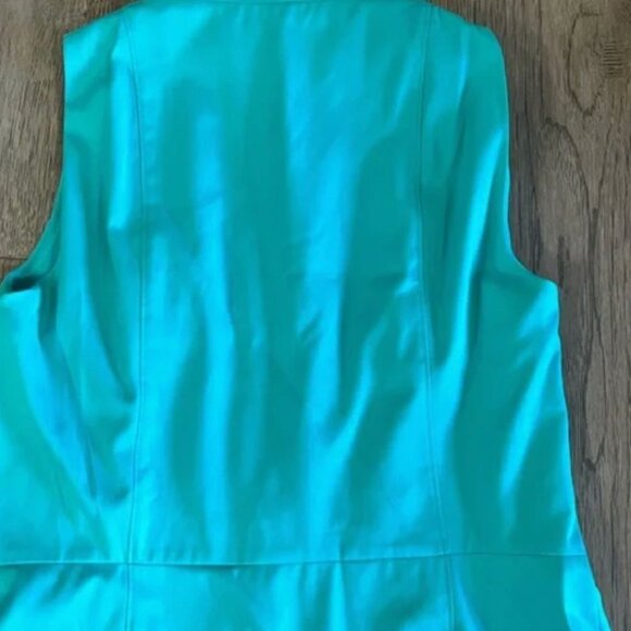 Akris Punto High Neck Zip Front Fit & Flare Dress in Teal size 12 - Picture 9 of 9